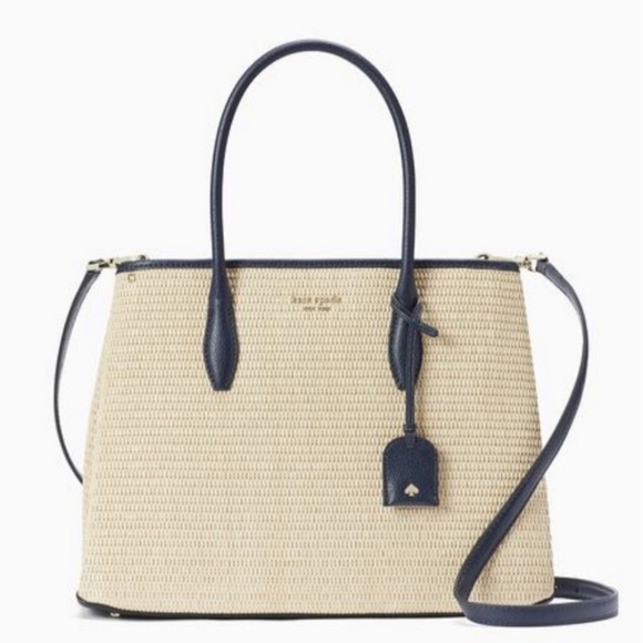kate spade Bags Kate Spade Eva Straw Medium Top Zip Satchel Nwt